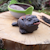 Toad tea figurine with ceramic coin