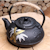 Black cast iron teapot decorated 600 ml
