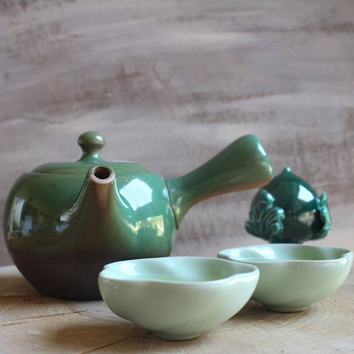 Kyusu Japanese Tokoname green glazed ceramic 360 ml