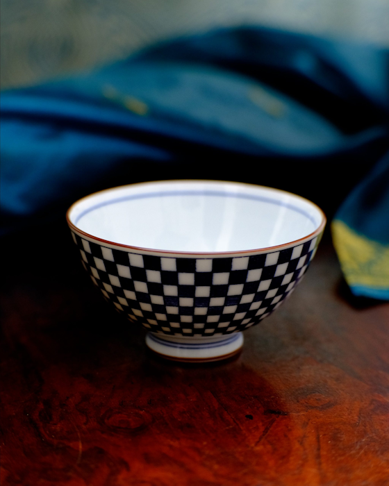 Sumie Ceramic Tea Cup, 240ml Chequered